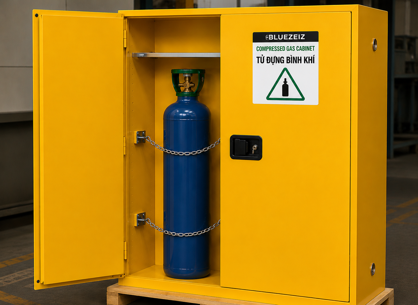 Tủ đựng bình khí 2 lớp 45Gal, chứa 2 bình khí